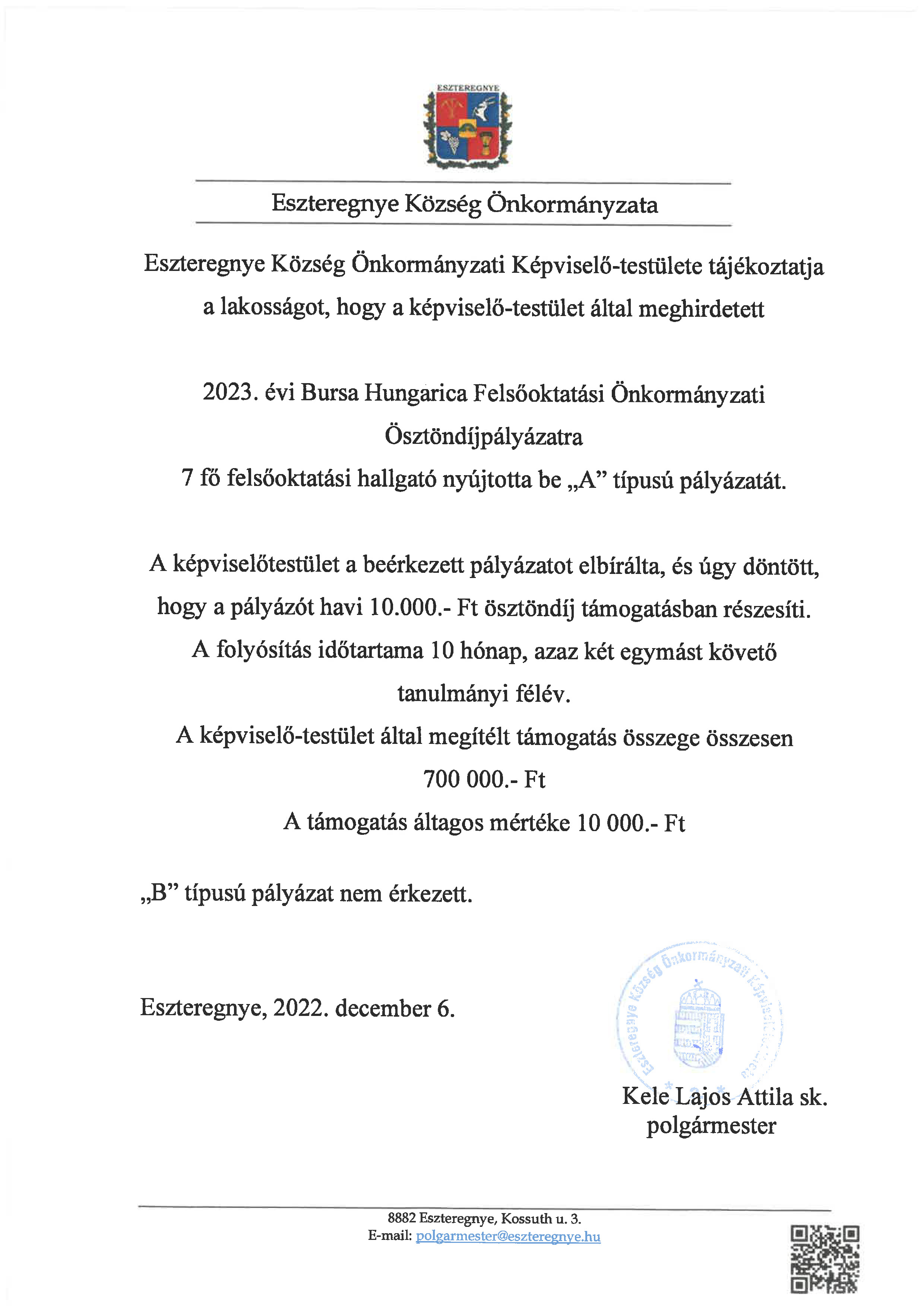 2023 évi Bursa Hungarica Felsőoktatási Önkormányzati Ösztöndíjpályázat
